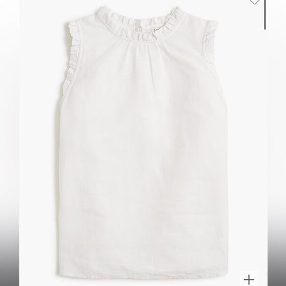 J. Crew Factory Linen-blend ruffleneck top - Picture 1 of 3